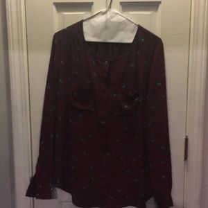Burgundy print blouse